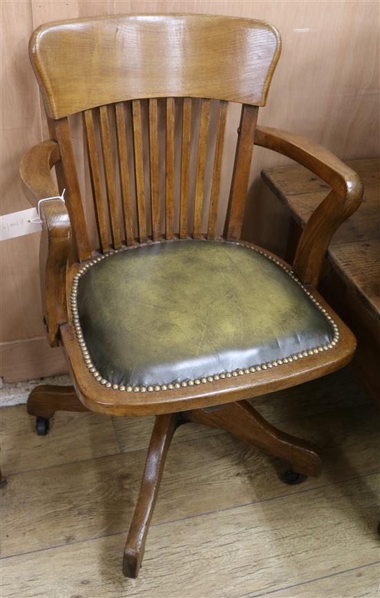 An oak desk chair